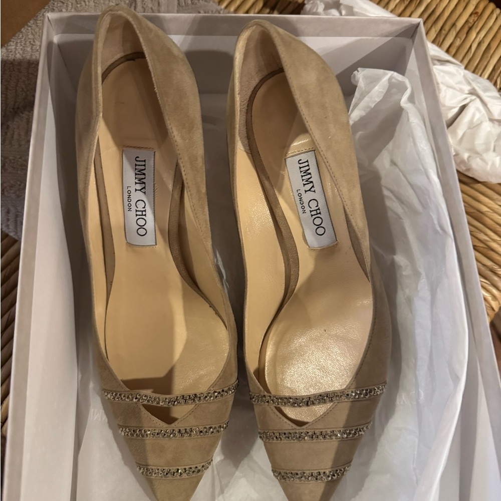 Jimmy Choo Tan Heels with Sophisticated Design